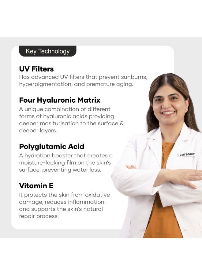 Cureskin واقي شمس أكوا SPF 50 مع فلاتر UV متقدمة | حماية من الشمس واسعة الطيف، UVA، UVB، حماية من الضوء الأزرق، SPF 50 و PA+++, 50 جرام (عبوة واحدة) - Image 4